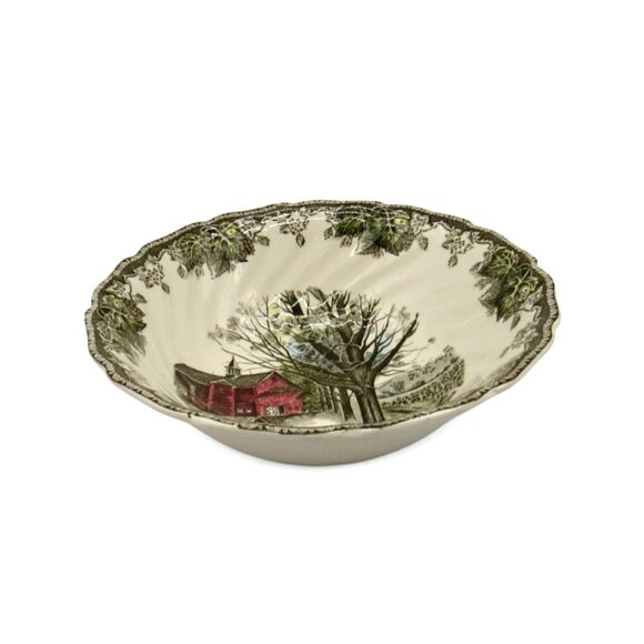 JOHNSON BROTHERS Autumn Mist Bowl Tree and Barn Village England Vintage 8.2" - Picture 1 of 8